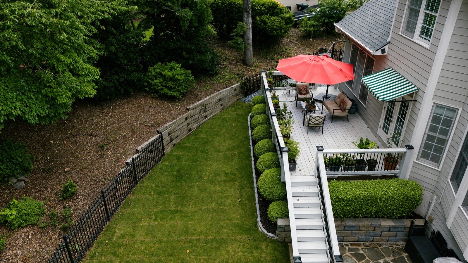 Completed landscape — patio and lawn