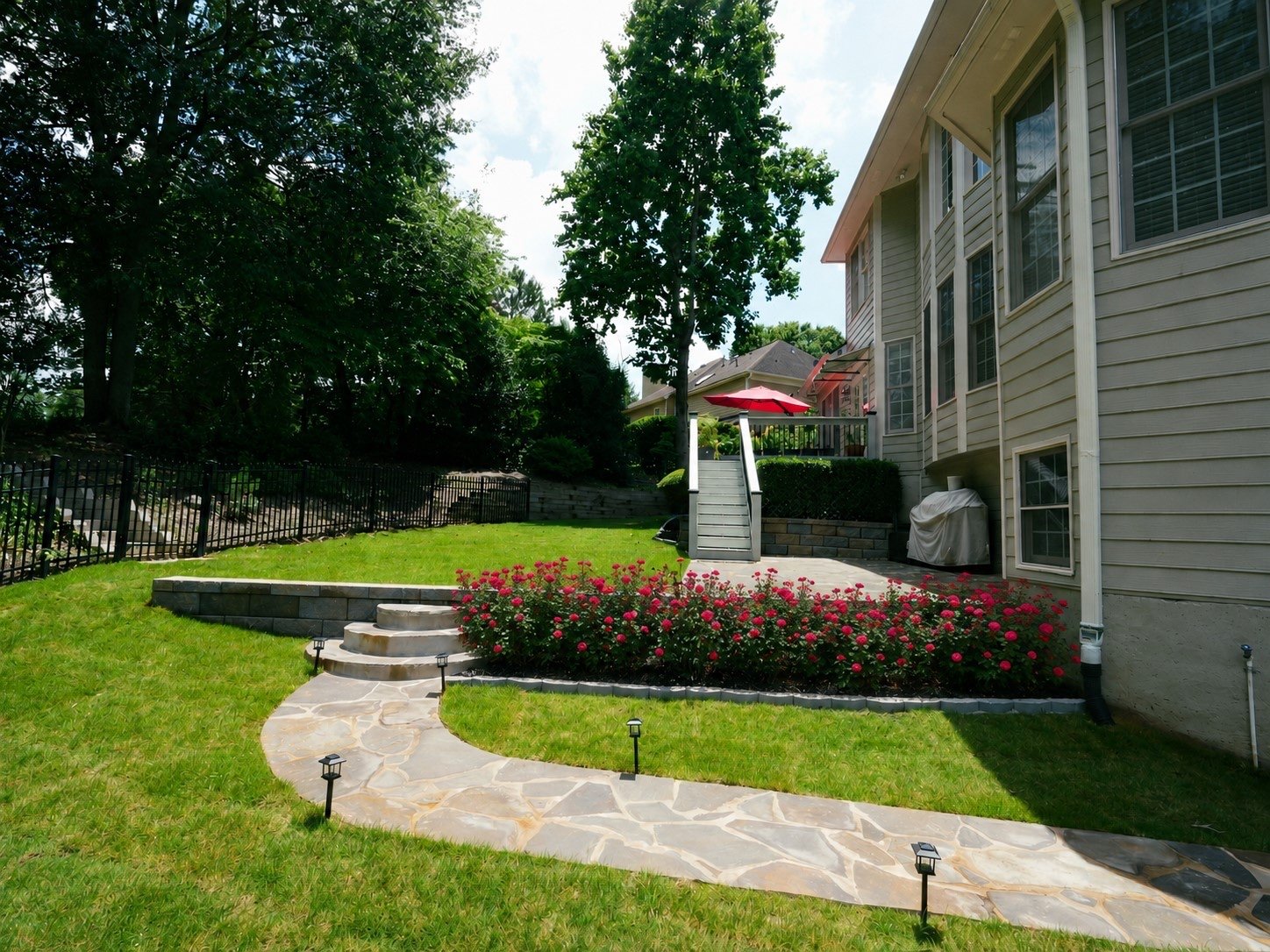 Completed landscape — patio with seating