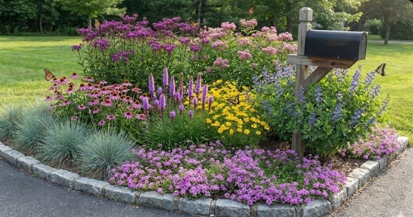 Pollinator bed — before, progress and transformation